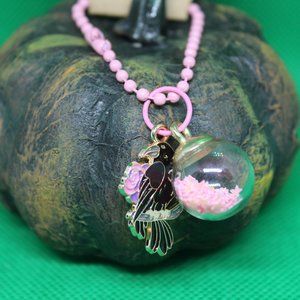 Raven Pink Star Keychain Charm Zipper Pull Witch